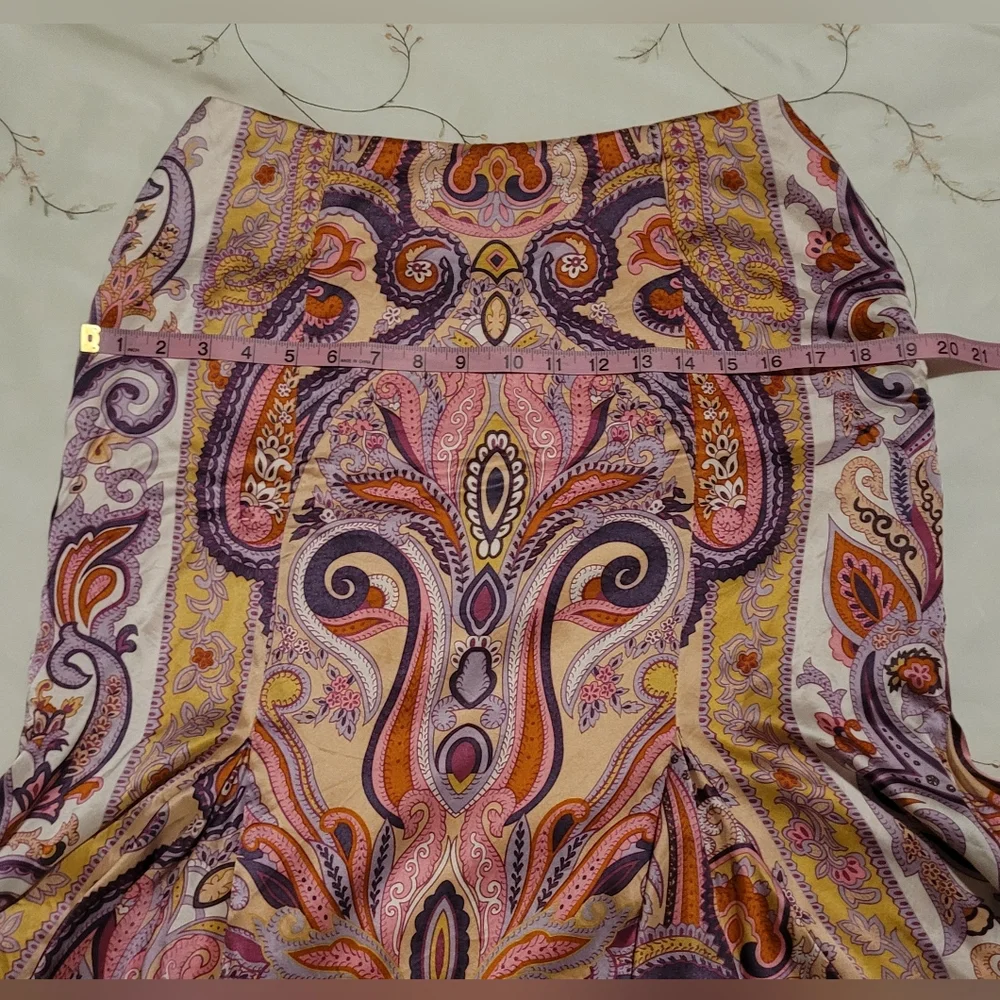 VINTAGE Y2K INC 100% Silk 2pc Set Paisley Midi Skirt & Cami Size 8  Fits 4/6 - Picture 13 of 13